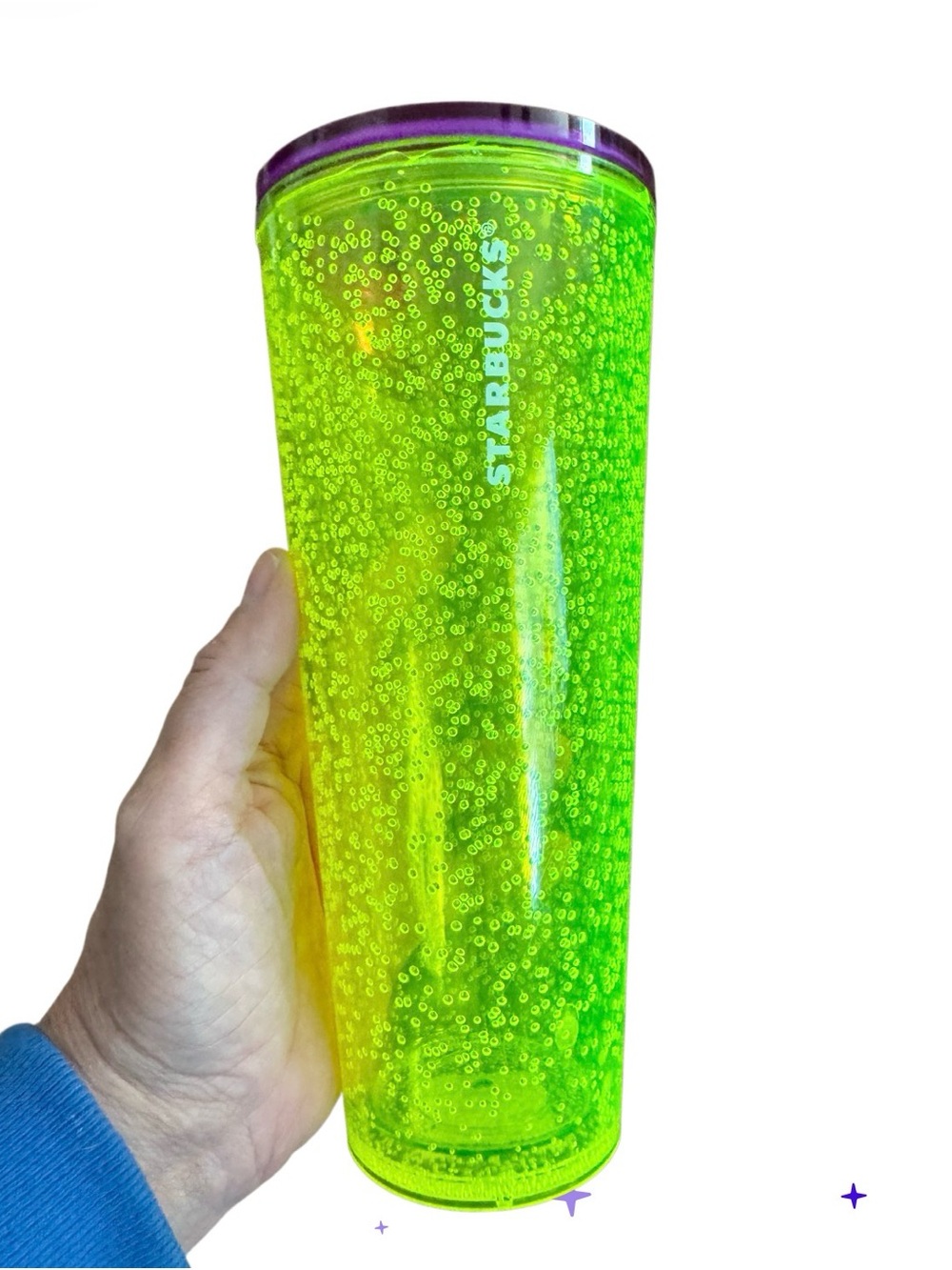 Starbucks Neon Lime Glitter Double-Wall Tumbler with Green Lid